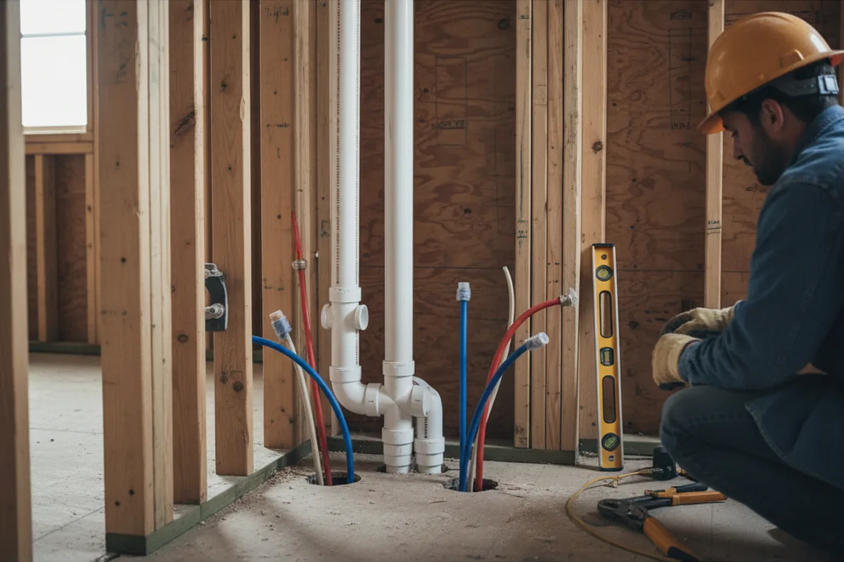 Drain and supply rough-in during Toilet Repair and Installation in Hermanville