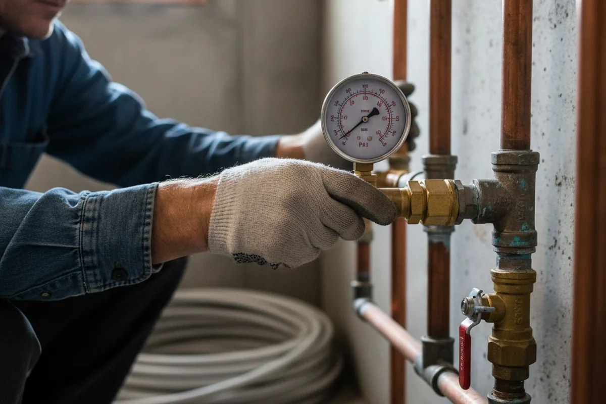 Pressure testing a repaired line during Water Line Repair in Hermanville